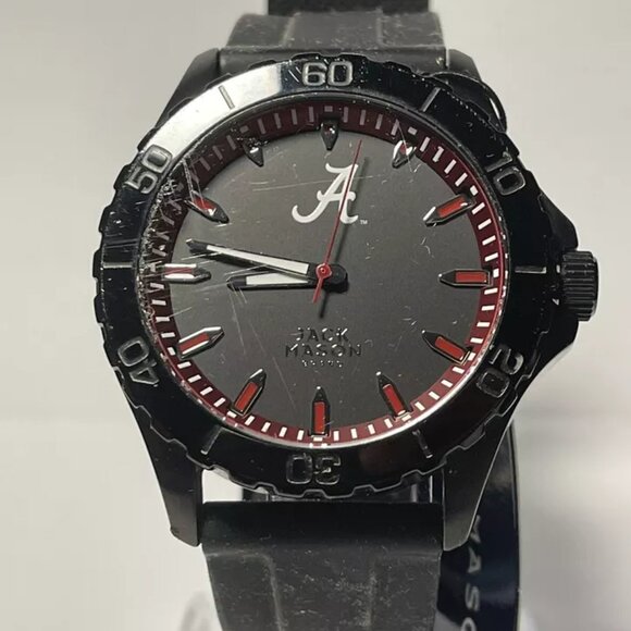 Alabama Crimson Tide NCAA Black Silicone Watch by Jack Mason NEW - Picture 2 of 7
